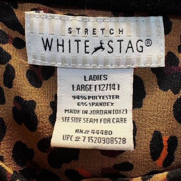 y2K White Stag Slinky Cheetah Print Crop Top Button Up Bouse size L - Picture 8 of 8